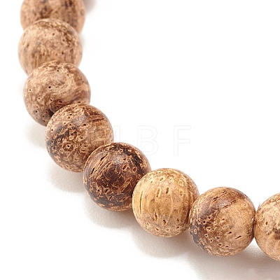 6mm Round Natural Mixed Wood Beads Stretch Bracelet BJEW-JB07360-1