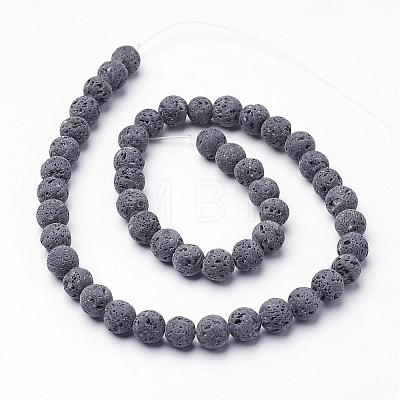 Unwaxed Natural Lava Rock Bead Strands G-F309-6mm-1