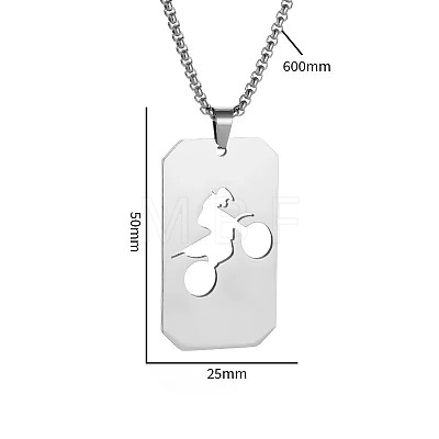 201 Stainless Steel Cut Out Motorcycle Medal Pendant Necklaces for Men WG4D072-02-1