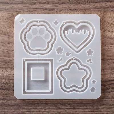 DIY PawPrint & Heart & Star & Rectangle Shaped Pendant Food-grade Silicone Molds X-SIMO-D001-05-1