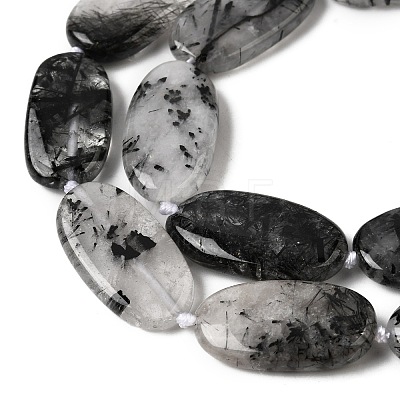 Natural Tourmalinated Quartz/Black Rutilated Quartz Beads Strands G-D365-C02-1