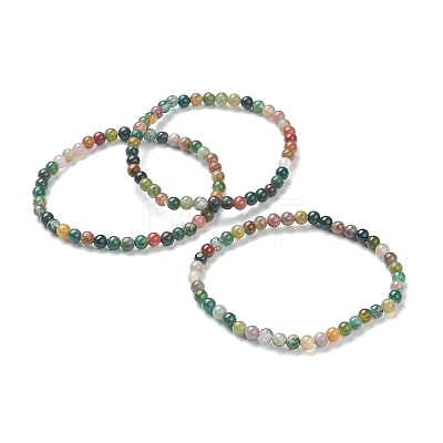 Natural Indian Agate Beaded Stretch Bracelets X-BJEW-D446-A-46-1