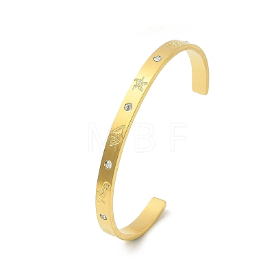 304 Stainless Steel Cuff Bangles BJEW-P348-02A-G-1