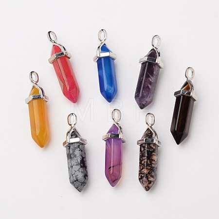 Natural Gemstone Double Terminated Pointed Pendants G-F295-05-1