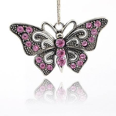 Vintage Butterfly Pendant Necklace Findings TIBE-M001-80E-1