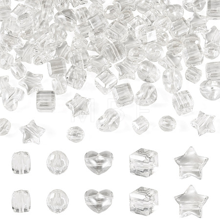 100Pcs 5 Styles Transparent Acrylic Beads TACR-TA0001-92-1