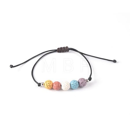 Bohemian Adjustable Handmade Dyed Natuarl Lava Rock Braided Bead Bracelets for Women RX0209-5-1