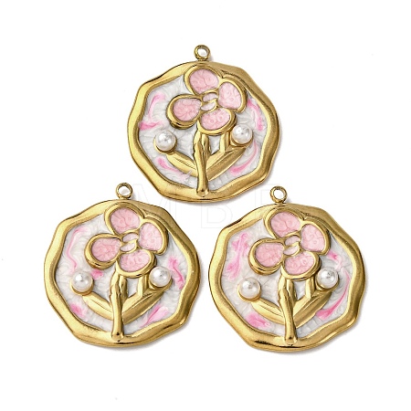 304 Stainless Steel Enamel Pendants STAS-P406-26C-G-1