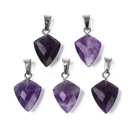 Natural Amethyst Pendants G-N349-18P-01-1