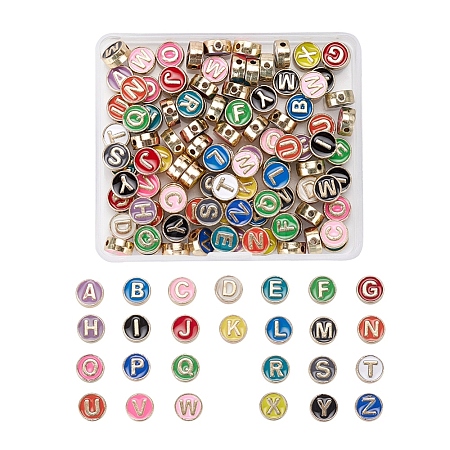 104Pcs 26 Colors Alloy Enamel Beads ENAM-YW0001-75-1