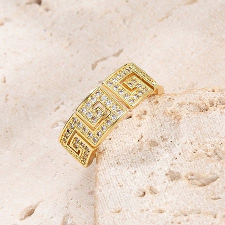 Rack Plating Brass Micro Pave Cubic Zirconia Cuff Finger Rings for Women RJEW-M028-105G-1