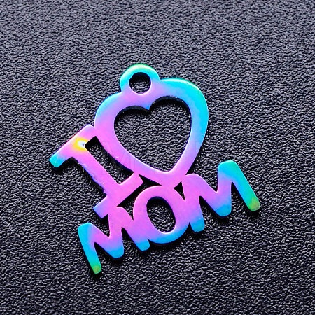 Mother's Day Ion Plating(IP) 201 Stainless Steel Charms STAS-Q201-JN173-1