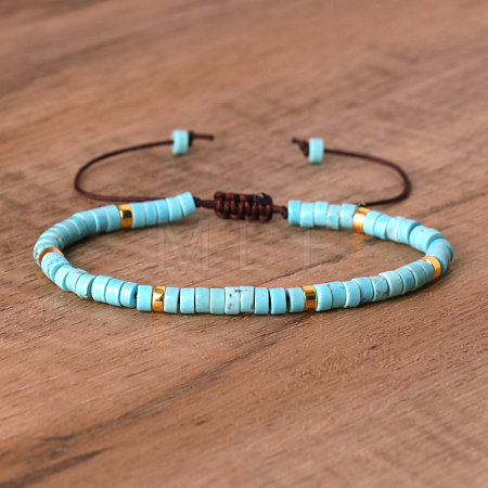 Synthetic Turquoise Beaded Braided Bracelets QH4784-22-1