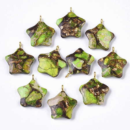 Assembled Synthetic Imperial Jasper and Bronzite Pendants G-S366-002G-1