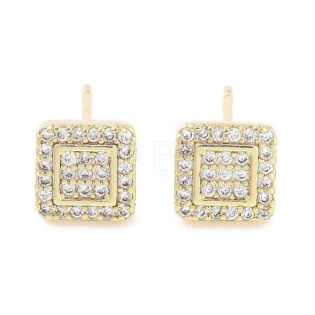 Brass Micro Pave Clear Cubic Zirconia Studs Earring EJEW-S217-G21-1