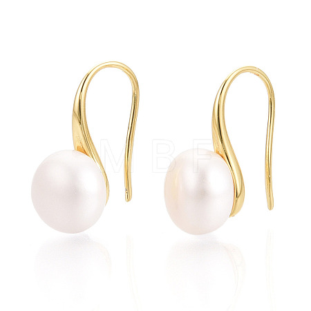 Brass Natural Pearl Dangle Earrings PEAR-N020-08C-01-1