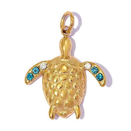 304 Stainless Steel with Sapphire Rhinestone Pendants RB-OY001-40G-1