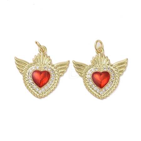 Brass Micro Pave Clear Cubic Zirconia Pendants KK-H466-05G-03-1