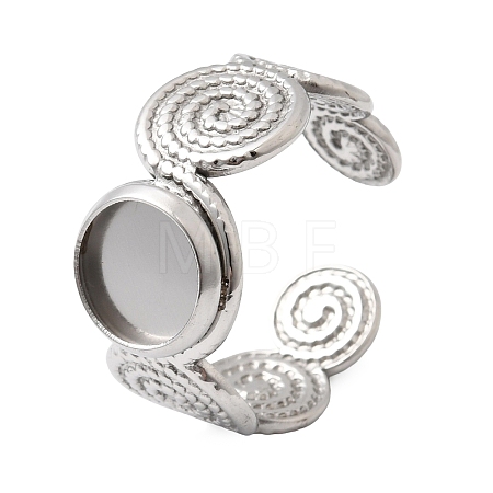 Spiral 304 Stainless Steel Cuff Ring Components STAS-P454-02A-P-1