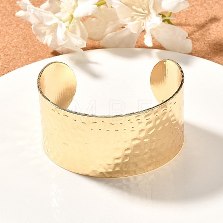 304 Stainless Steel Textured Wide Open Cuff Bangles for Women BJEW-Z067-01G-01-1