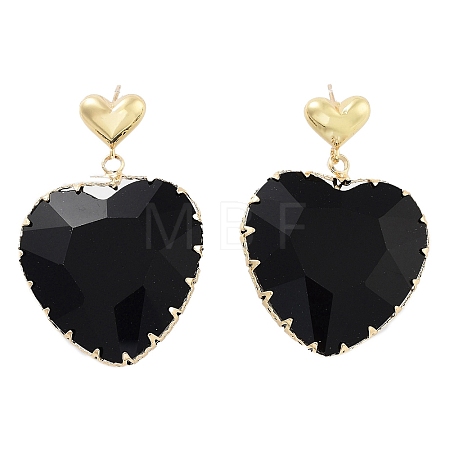 Glass Heart Dangle Stud Earrings EJEW-Q800-17B-KCG-1
