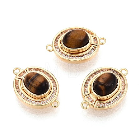 Brass Pave Clear Cubic Zirconia Magnetic Clasps KK-N287-10G-02-1