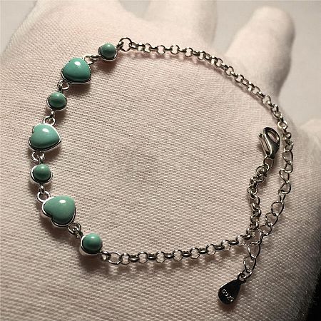 Synthetic Turquoise Link Bracelets BJEW-C146-04-1