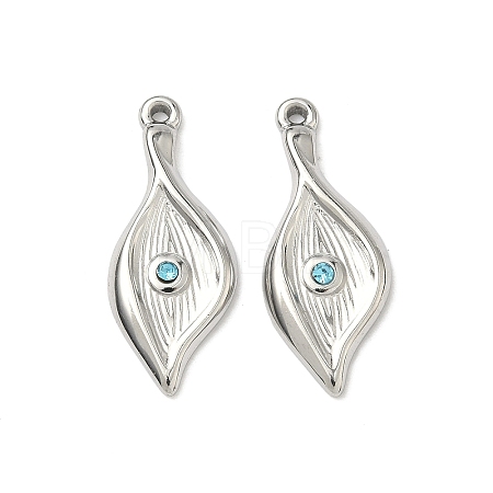 304 Stainless Steel Rhinestone Pendants STAS-L308-10P-1