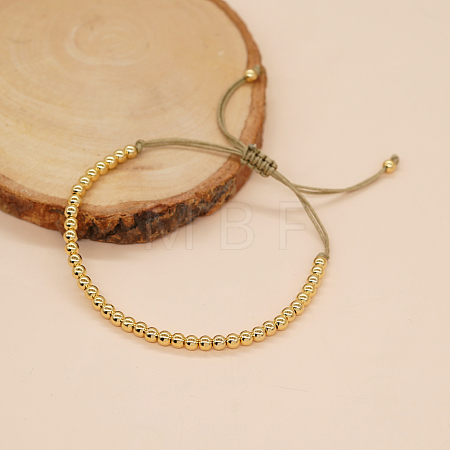 Adjustable Brass Round Braided Bead Bracelets for Women MI8325-1