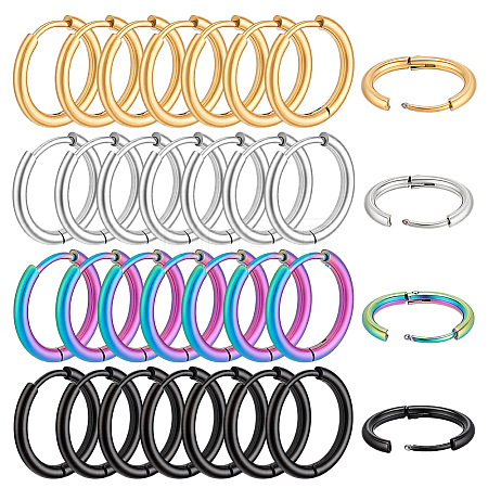 32Pcs 4 Colors Stainless Steel Huggie Hoop Earrings EJEW-PH0001-50-1