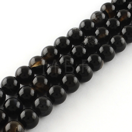 Natural Black Onyx Round Bead Strands X-G-R198-8mm-1