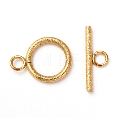Ion Plating(IP) 304 Stainless Steel Textured Toggle Clasps STAS-A048-01G-1