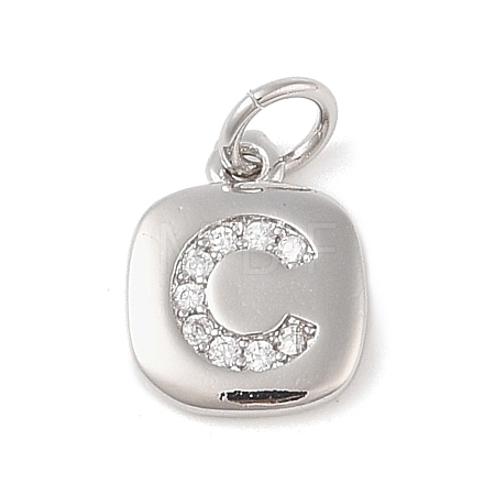 Rack Plating Brass Micro Pave CLear Cubic Zirconia Charms KK-E110-14P-C-1