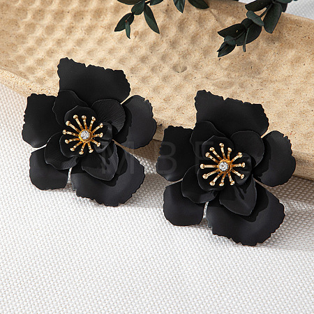 Flower Baking Paint Alloy Stud Earrings FS-WG54A10-04-1