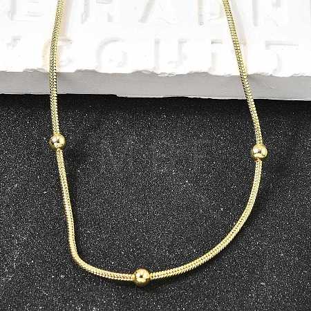 3MM Brass Round Ball Snake Chain Necklaces NJEW-M108-03G-1