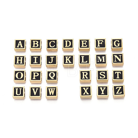 26Pcs 26 Styles 304 Stainless Steel Black Enamel Square Spacer Bars STAS-T073-58G-1