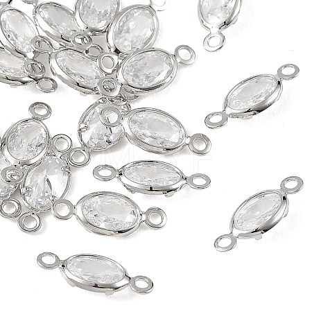 SHEGRACE Brass Pave Cubic Zirconia Oval Connector Charms XGRQ2O400-439A-P-1