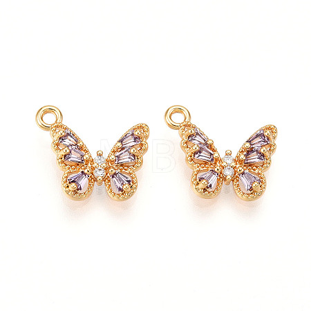 Brass Micro Pave Cubic Zirconia Charms X1-KK-N262-112A-G-1