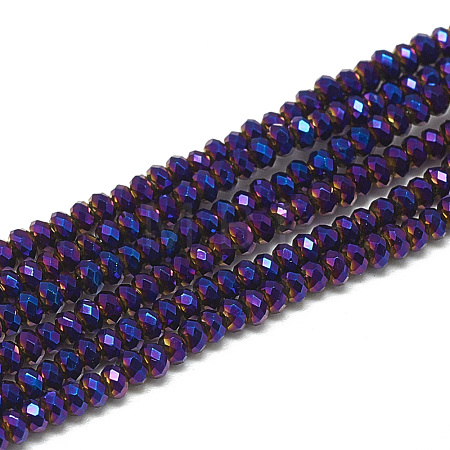 Electroplate Glass Beads Strands X-EGLA-Q112-C08-1