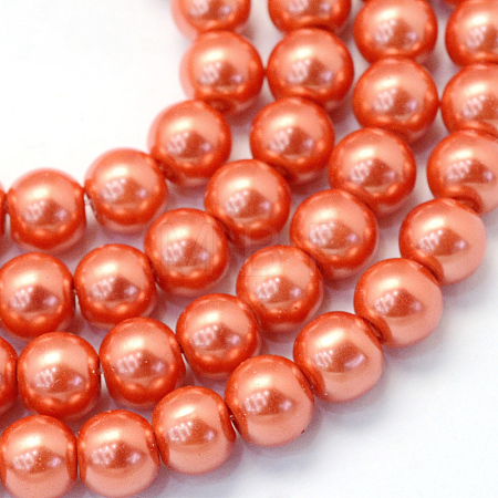Baking Paint Pearlized Glass Pearl Round Bead Strands X-HY-Q330-8mm-38-1