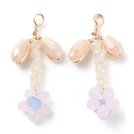 Glass Beaded Pendants GLAA-K060-02G-05-1