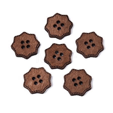 4-Hole Flower Wood Buttons BUTT-Q046-12B-1