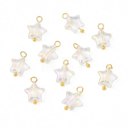 10Pcs Glass Pendants PALLOY-YW00065-04-1