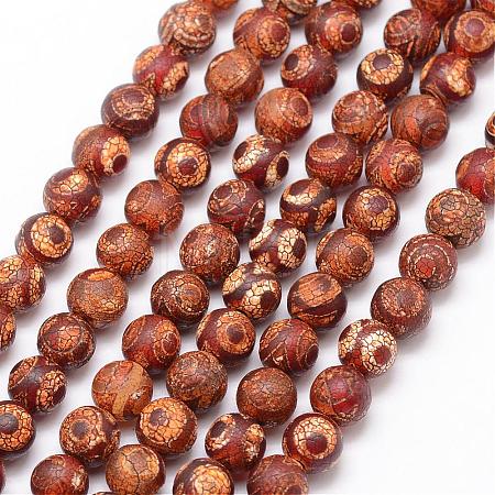 Tibetan Style 3-Eye dZi Beads  G-K166-02-8mm-L1-07-1