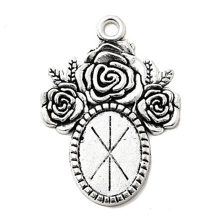 Tibetan Style Alloy Pendant Cabochon Settings TIBEP-5199-AS-LF-1