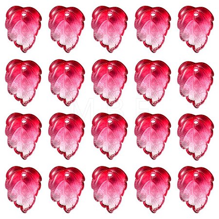 Autumn Theme Two-Tone Transparent Glass Charms GLAA-YW0001-53D-1