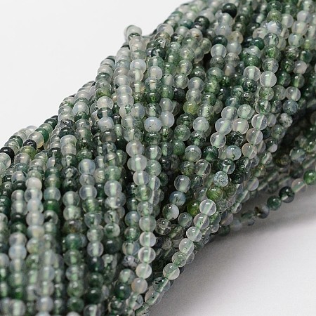 Natural Moss Agate Beads Strands X-G-N0184-07-2mm-1