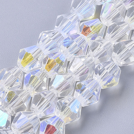 Electroplate Glass Beads Strands EGLA-Q118-6mm-C17-1