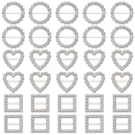 60Pcs 3 Styles Alloy Rhinestone Slider Buckles FIND-CY0001-92-1