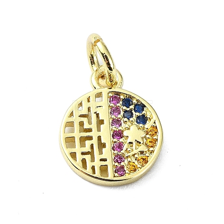 Brass Micro Pave Colorful Cubic Zirconia Pendants KK-H475-18G-03-1